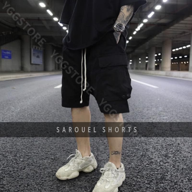 新品 サルエル ハーフパンツ 黒 フリー カーゴポッズショーツ ボトムス