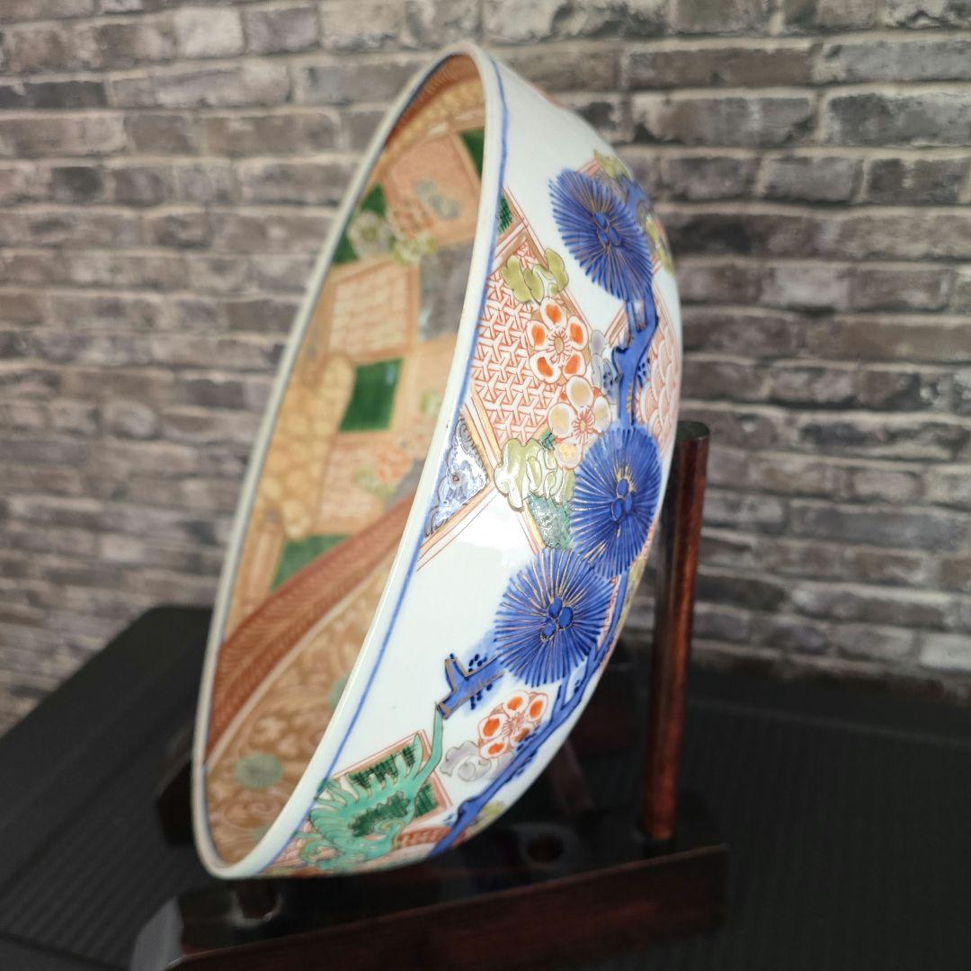 【骨董品】【アンティーク】 【古伊万里】【有田焼】 有田焼飾り大皿 飾り棚付