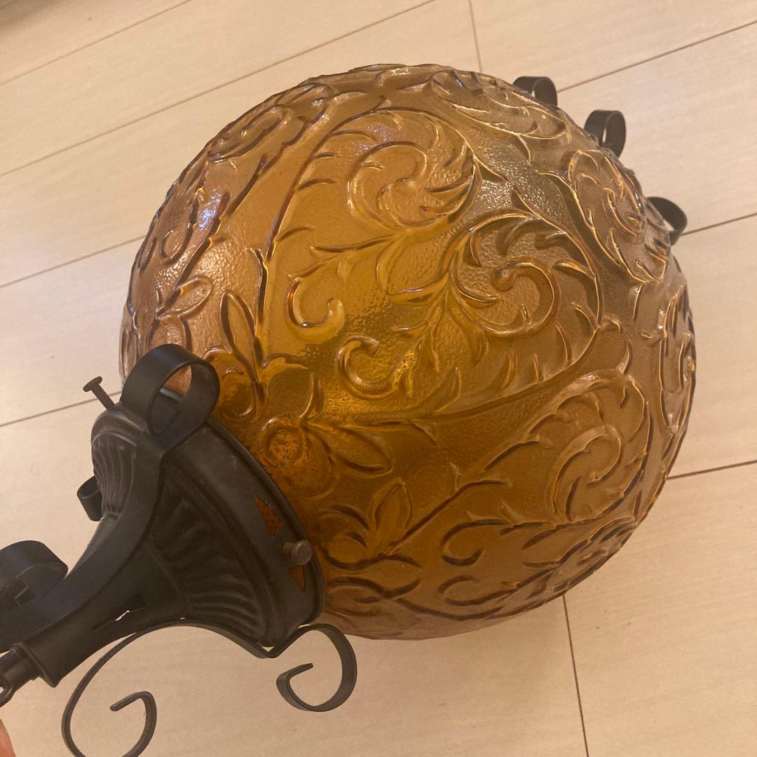 アンバーガラス　ペンダントランプ　ライト　ヴィンテージ アンティーク