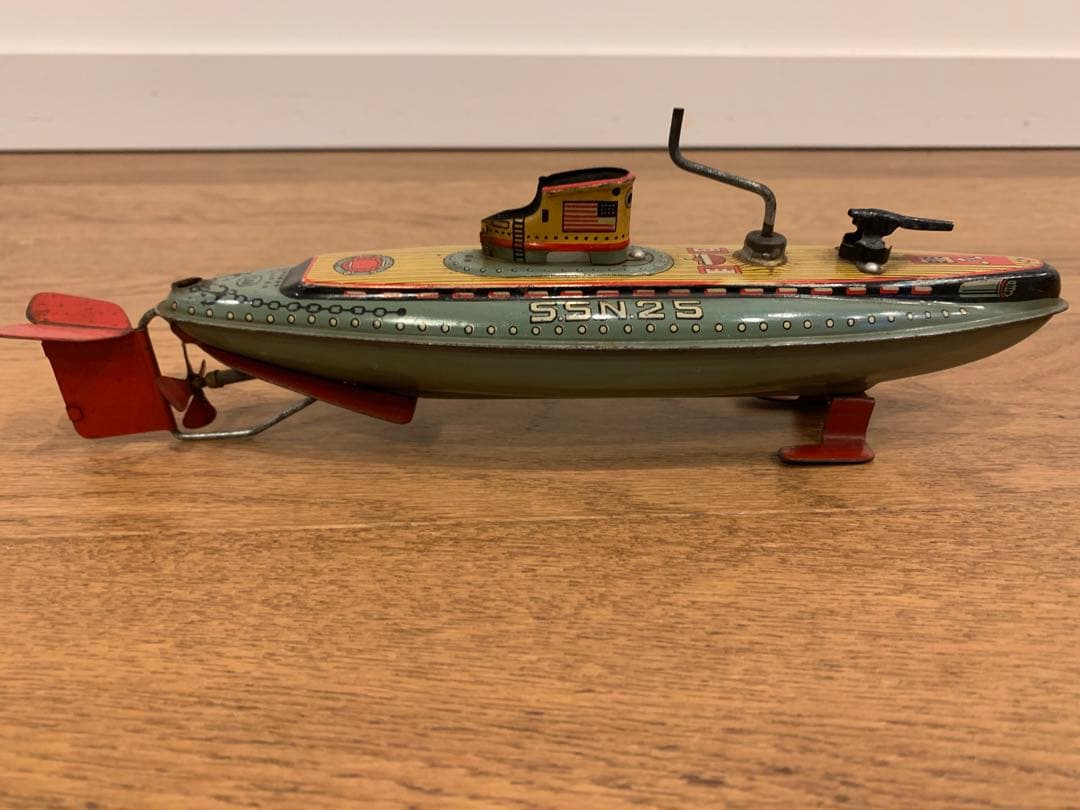 動作確認済 昭和レトロ マルサン S.N.N.25日本製 ブリキ潜水艦