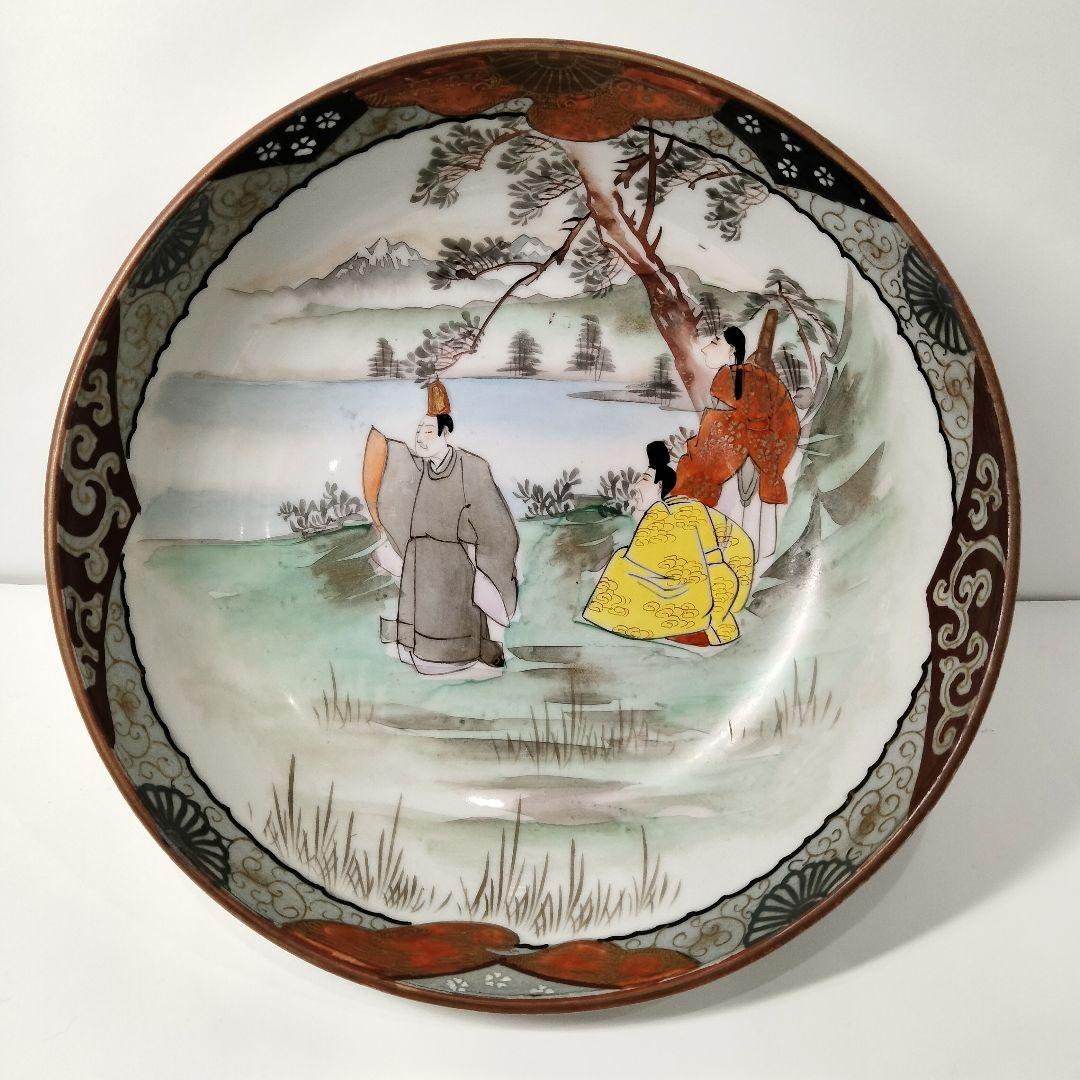 Y324-1 九谷造 人物画 大鉢 明治初期 直径24.2cm　II