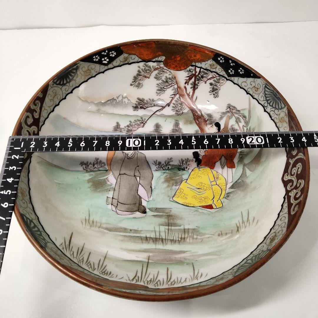 Y324-1 九谷造 人物画 大鉢 明治初期 直径24.2cm　II