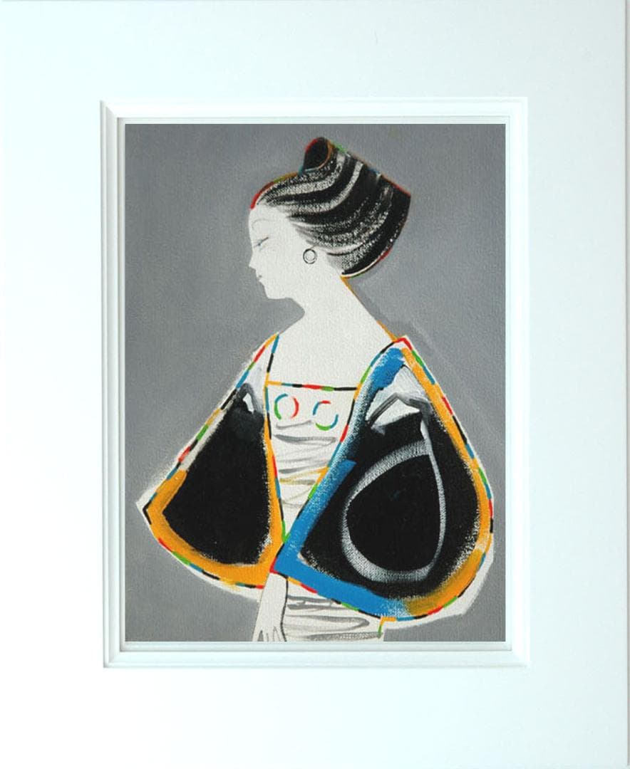 油絵 菅家令子 絵 絵画 インテリア 額付(白) F3-010411 人物 女性