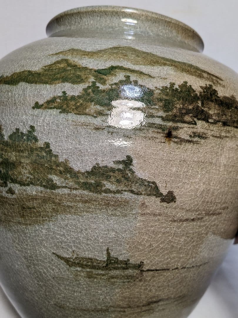 森香泉 虫明焼 壺 共箱 壷 絵付け 花器 フラワーベース 花瓶 華道具 茶道具