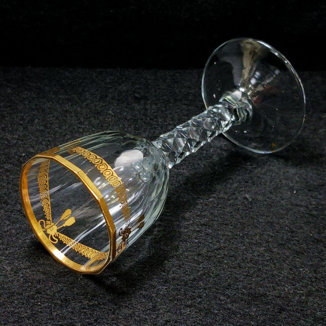 Y2590-6 オールドバカラ 金彩装飾 ステムグラス 高さ14㎝ 豪華金彩