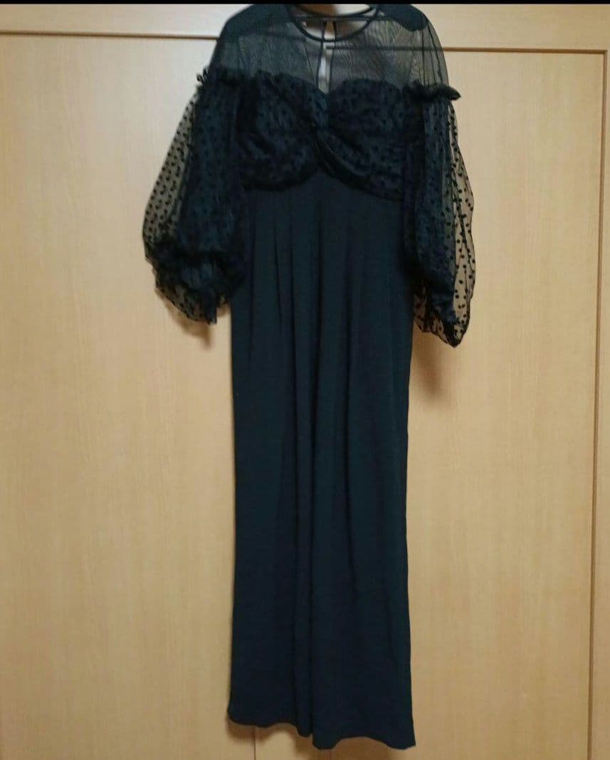 DouDou flocky dot dress　ブラック L