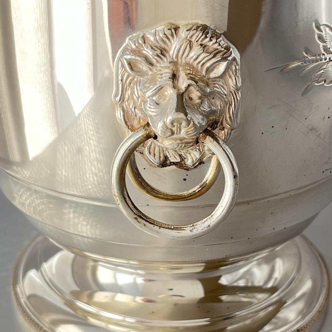 【英国】 ライオンのアイスバスケット / アイストング【シルバープレート】