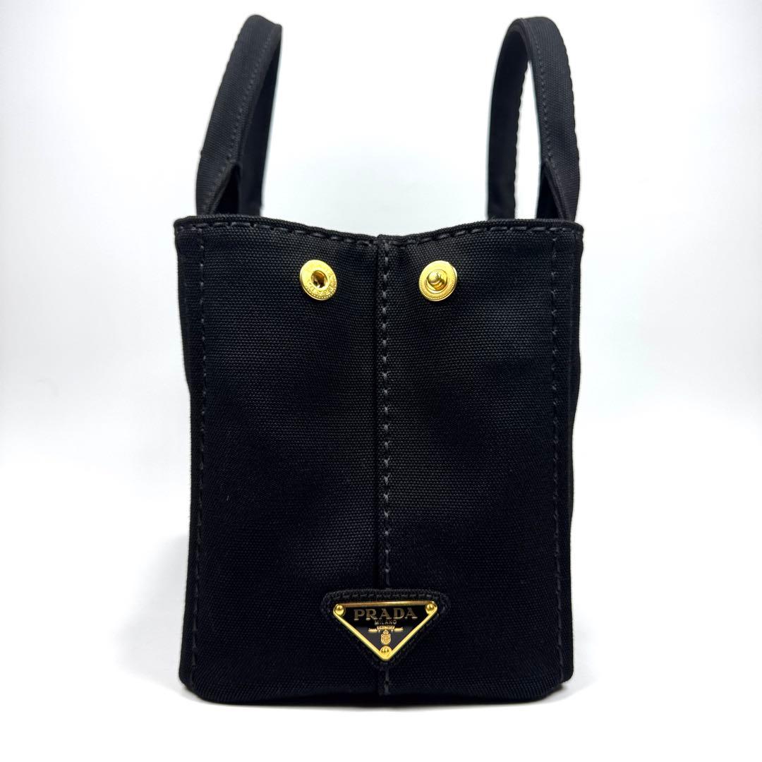 極美品✨ PRADA カナパ S 2way ショルダー付 ストライプ 黒