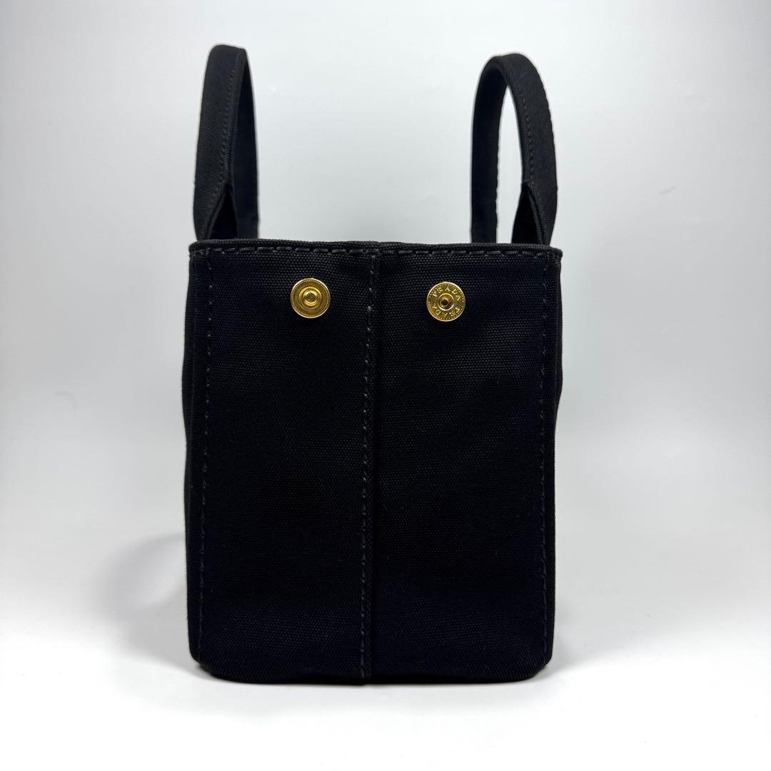 極美品✨ PRADA カナパ S 2way ショルダー付 ストライプ 黒