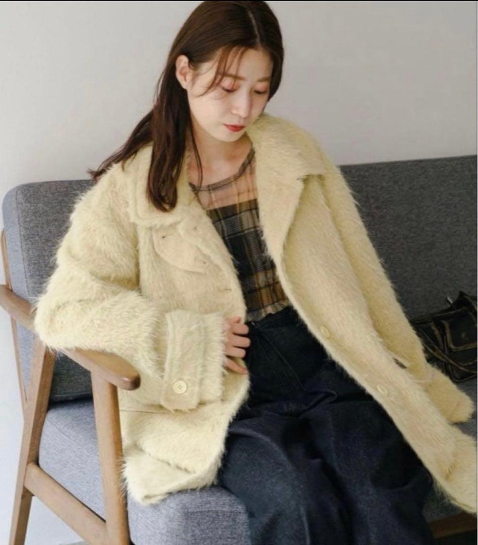 週末限定値下 新品未使用タグ付き kastane シャギーコート イエロー