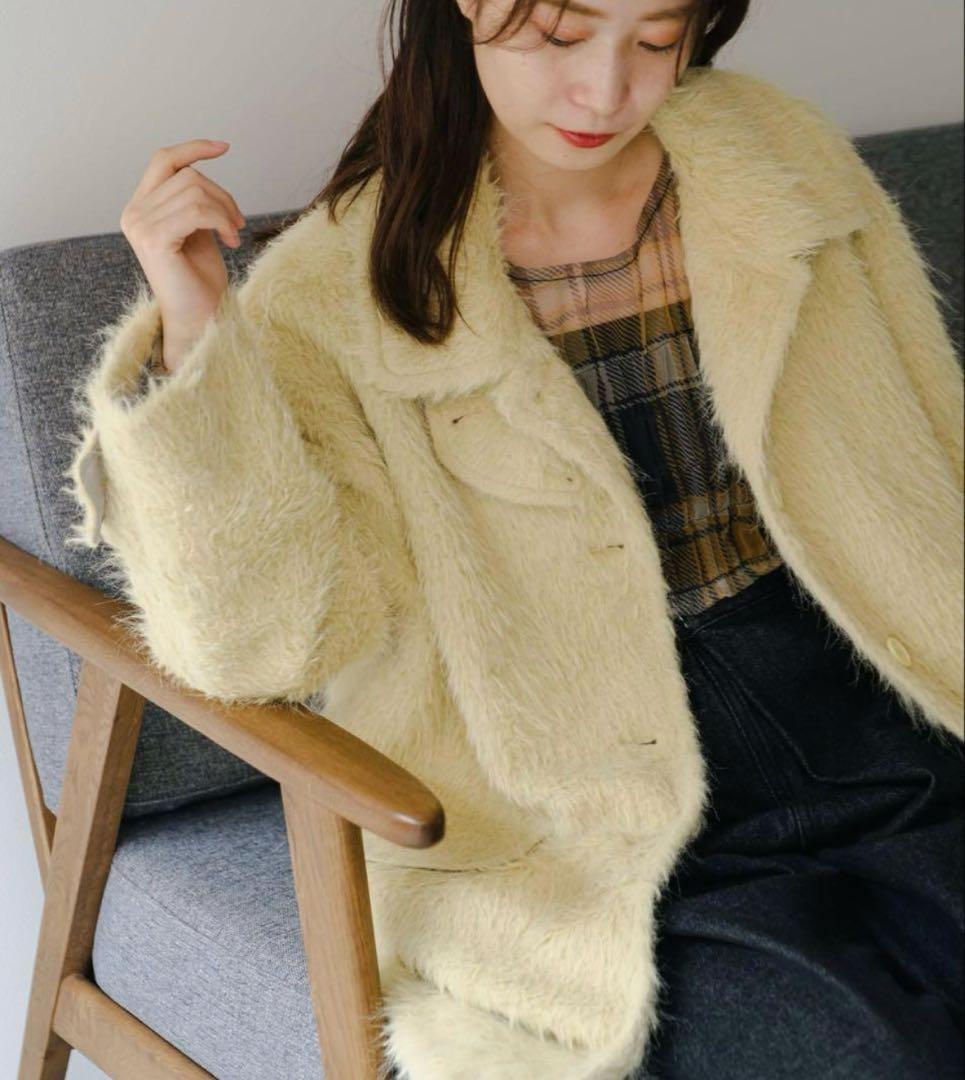 週末限定値下 新品未使用タグ付き kastane シャギーコート イエロー