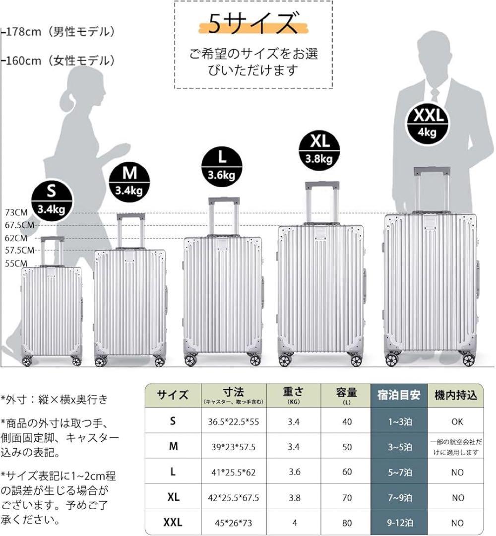 スーツケース　Ｌサイズ　60L アルミフレームTSAロック　キャリーケース　旅行
