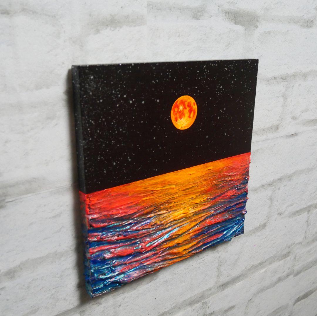 油絵 油彩 油彩画 絵 絵画 【オレンジ色の満月】