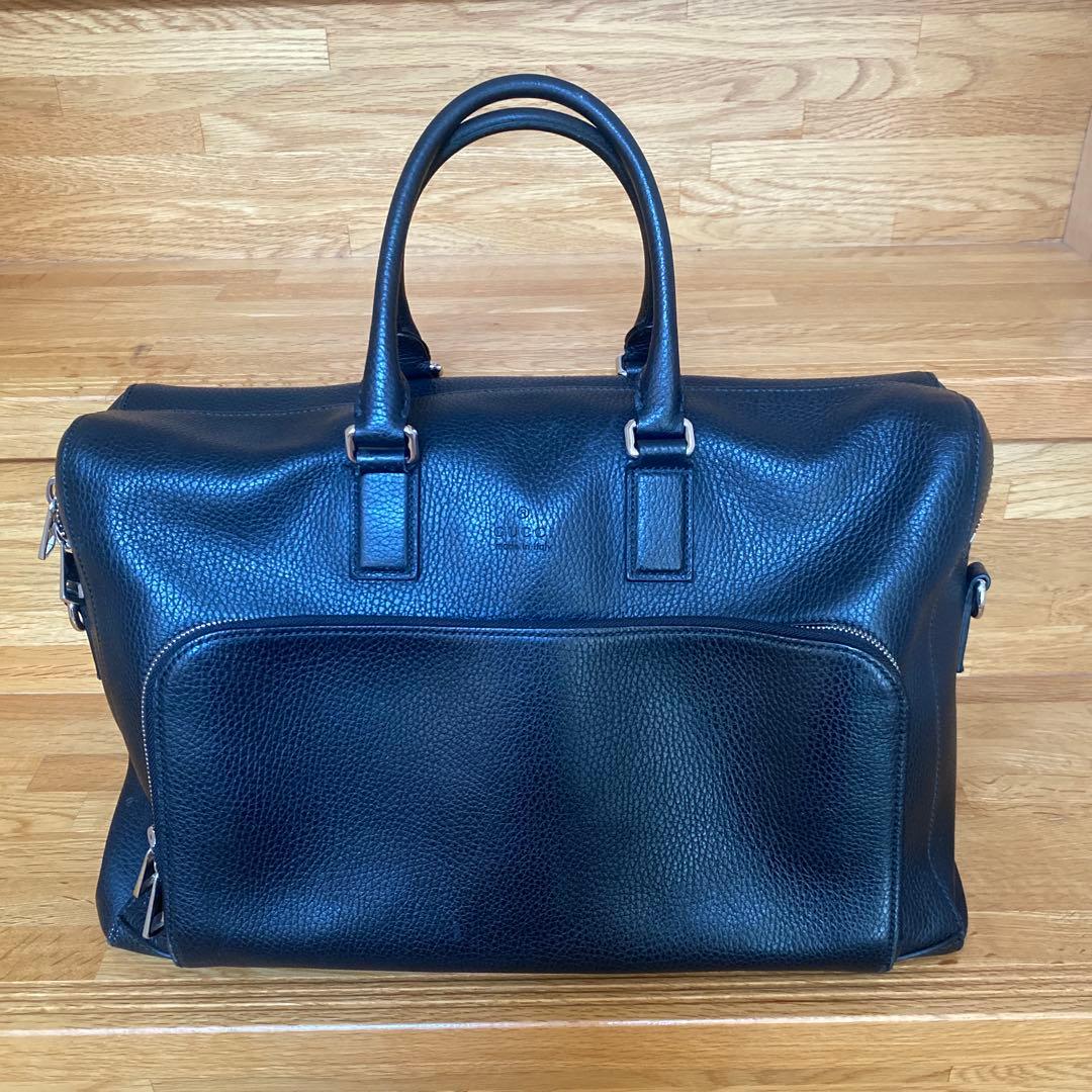 GUCCI グッチ ブラックレザー ビジネスバッグ ボストンバッグ