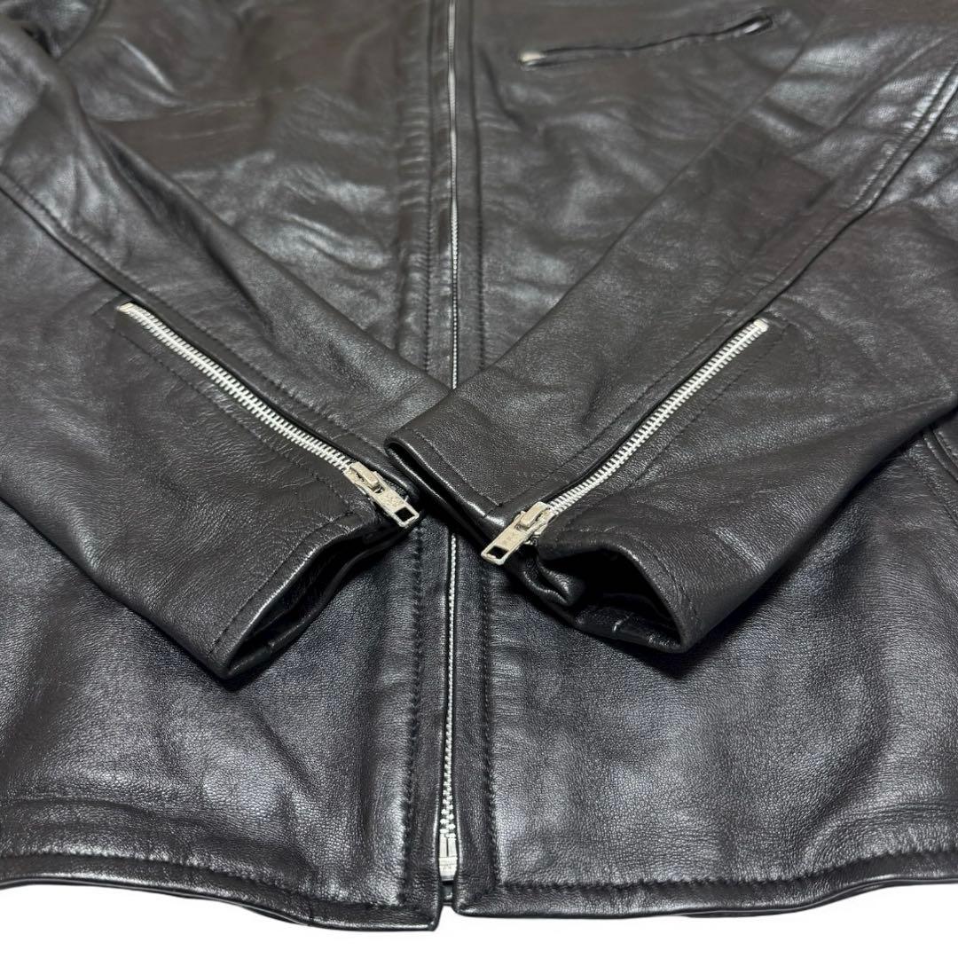 レニウム RHENIUM シングル　ライダースジャケット　羊革　46　ブラック