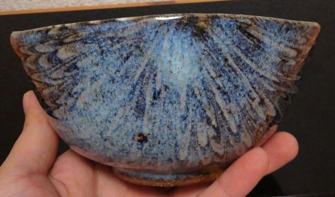 上田恒次作　練上　鶉　茶碗　共箱　茶道具