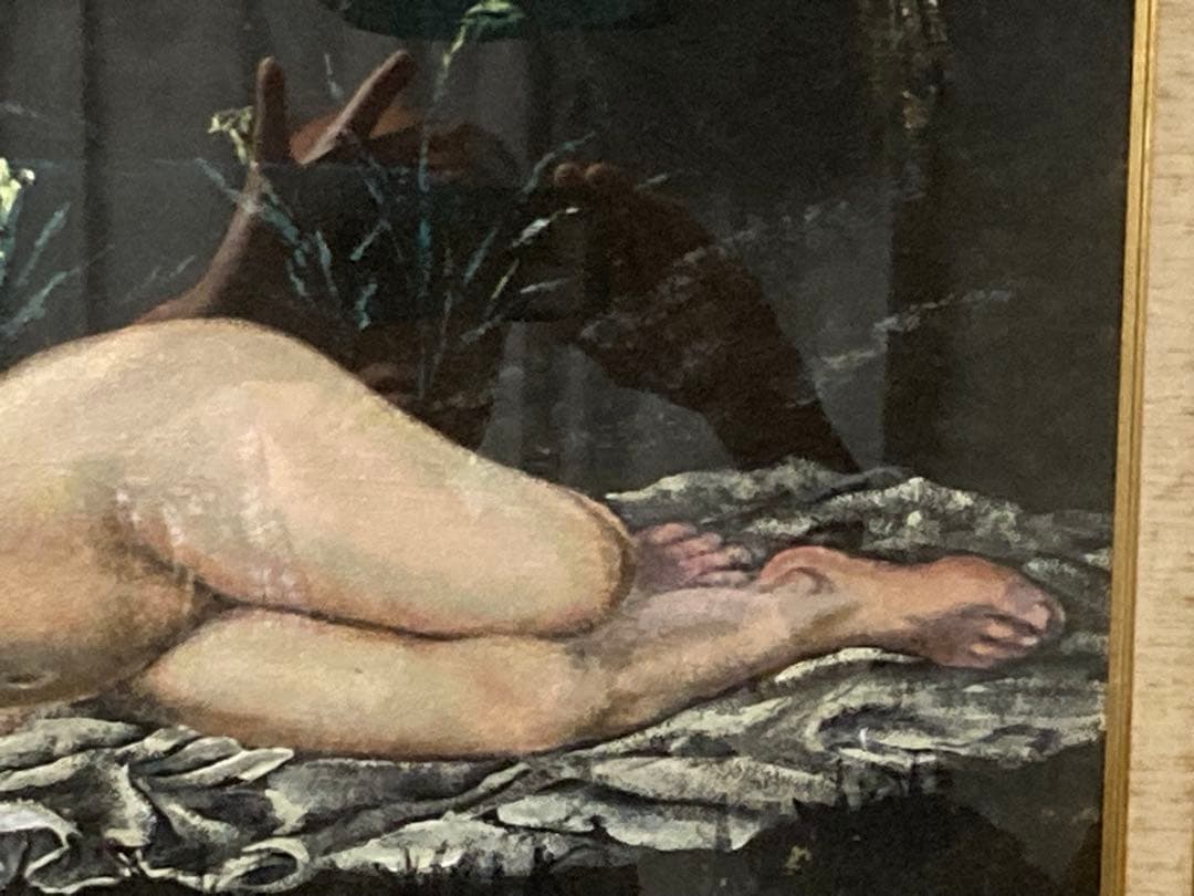 絵画/人物画/山本芳翠 [横たわる裸婦] M12号/油彩画/画集付き/豪華額装品