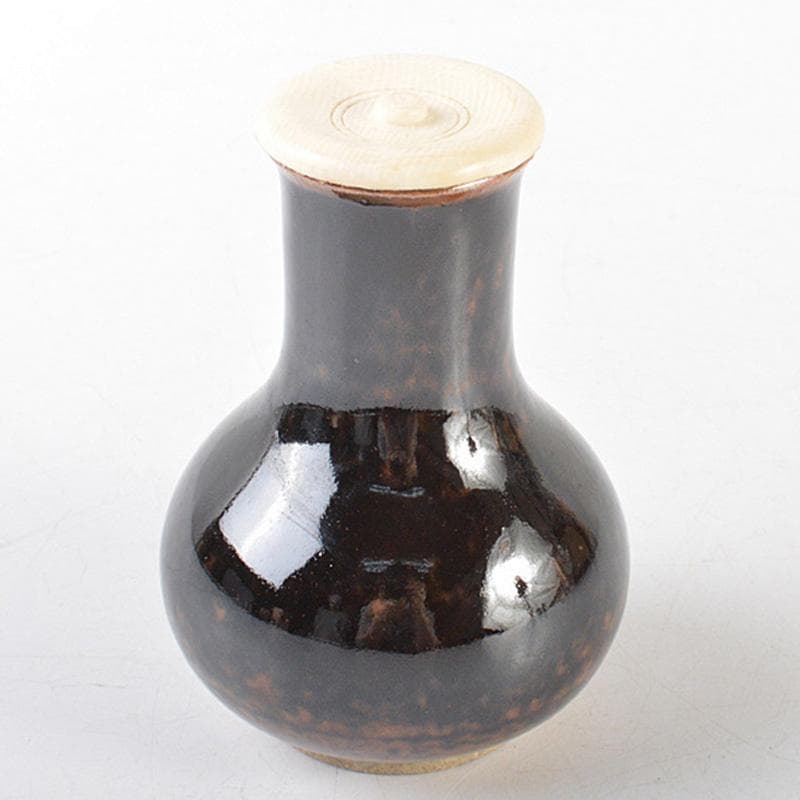 茶道具　膳所焼　陽炎園造　淡海ぜぜ　茶入　共箱　V　R6088