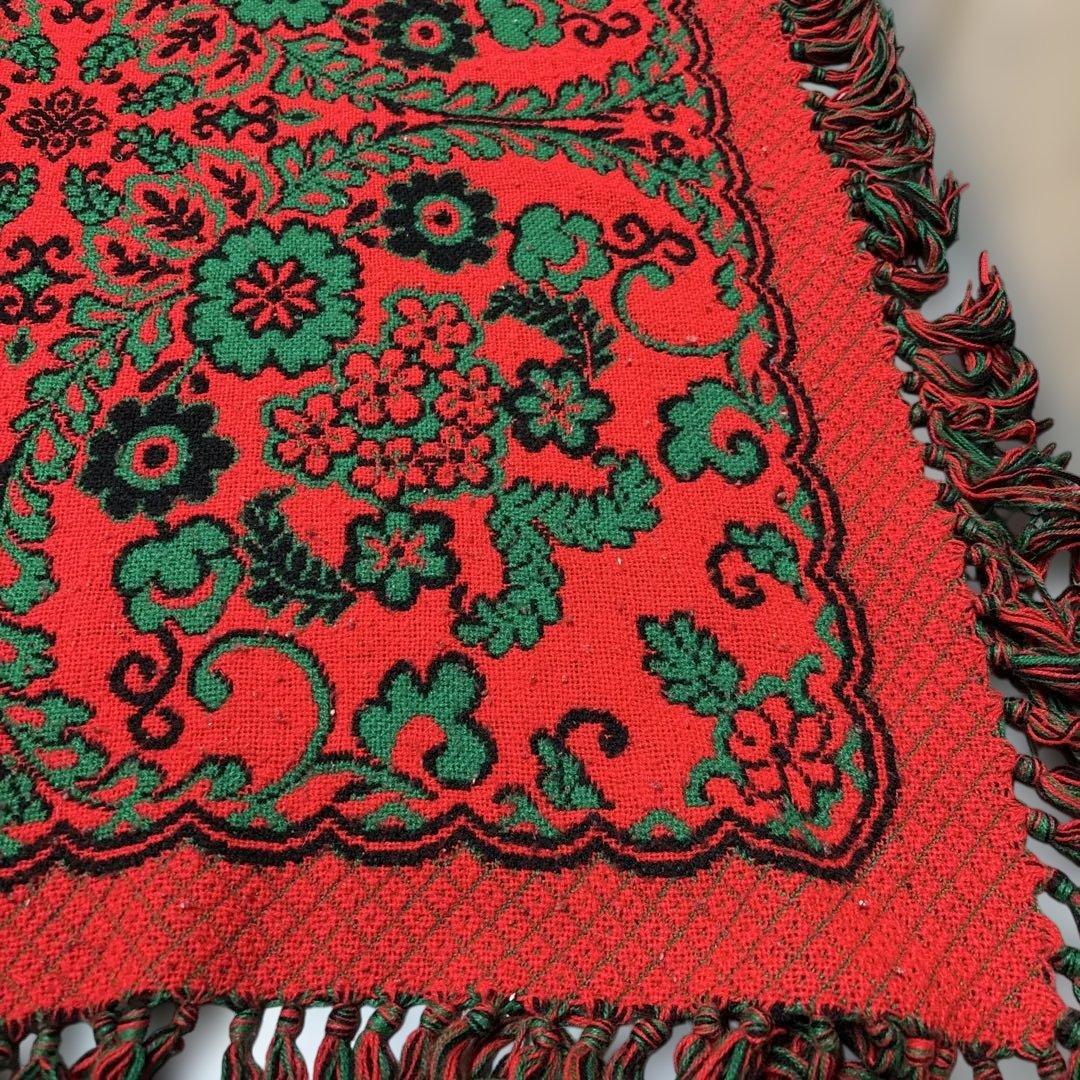 80s 昭和レトロ　アンティーク　アクリル　こたつ上掛　198×180 花柄