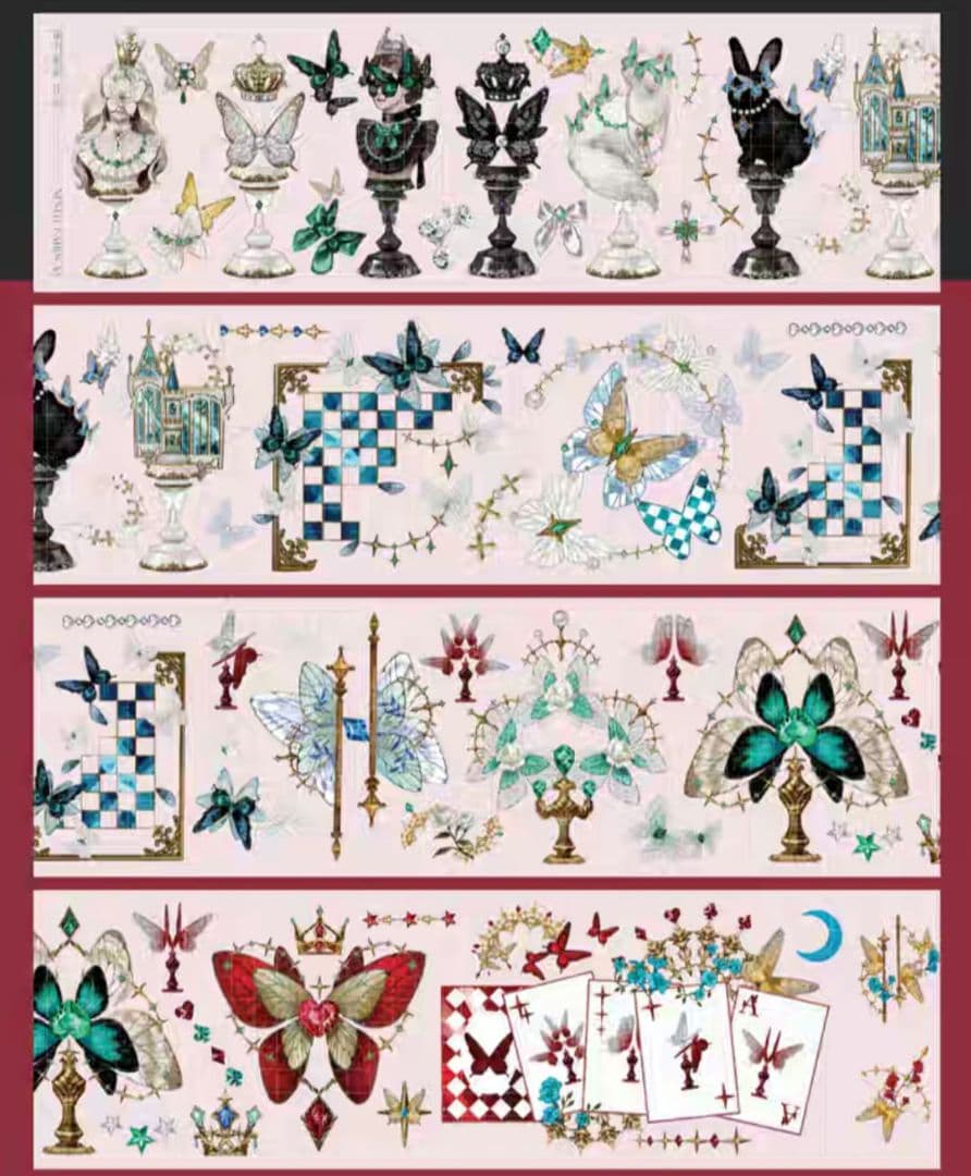 巻売 544★ 海外 マスキングテープ マステ PET 装飾 蝶 人物 虹光