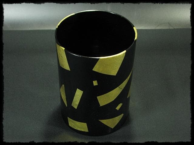 玄々斎好 葉蓋 水指 鈴木 光入木 製 曲物 金切箔 夏向 茶道具 1 g3