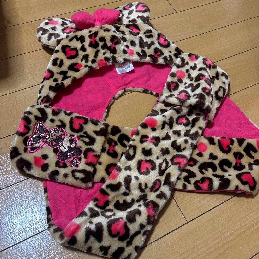 ミニーマウス ヒョウ柄キャップ