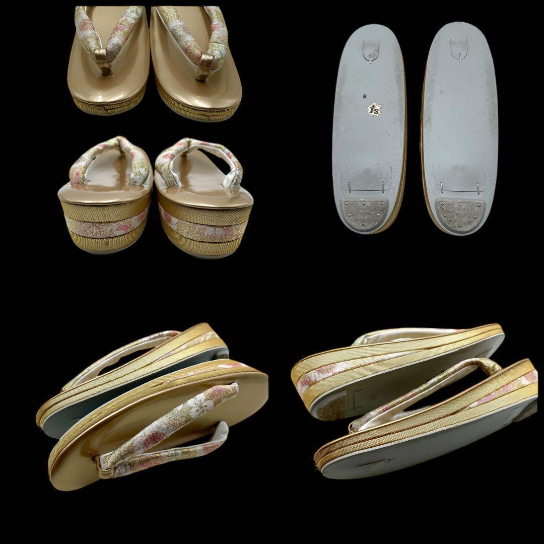 美品✨バッグ草履セット✨ゴールド　桜文様　和装着物用✨フォーマル　成人式