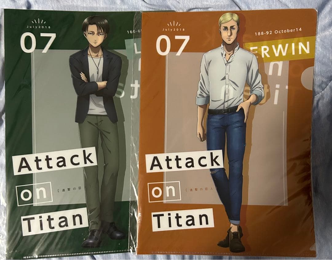 リヴァイ　エルヴィン　進撃の巨人　缶バッジ　ポストカードアルバム