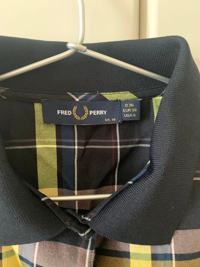 FRED PERRY ノースリーブ ポロシャツ UK 10 チェック柄