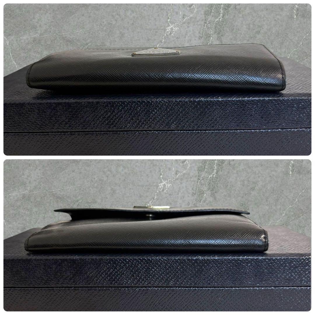 美品✨ PRADA プラダ 三つ折り財布 サフィアーノ ブラック 黒