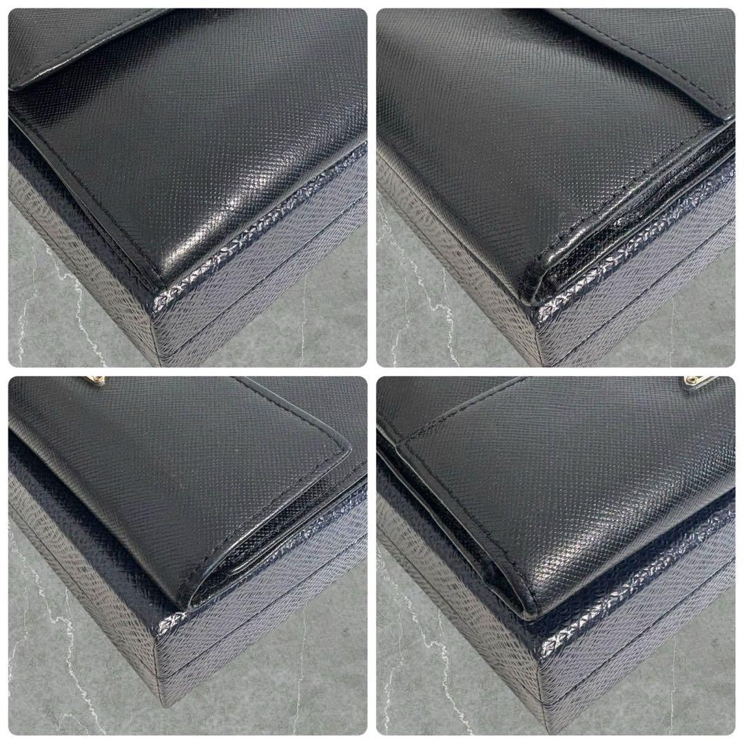 美品✨ PRADA プラダ 三つ折り財布 サフィアーノ ブラック 黒