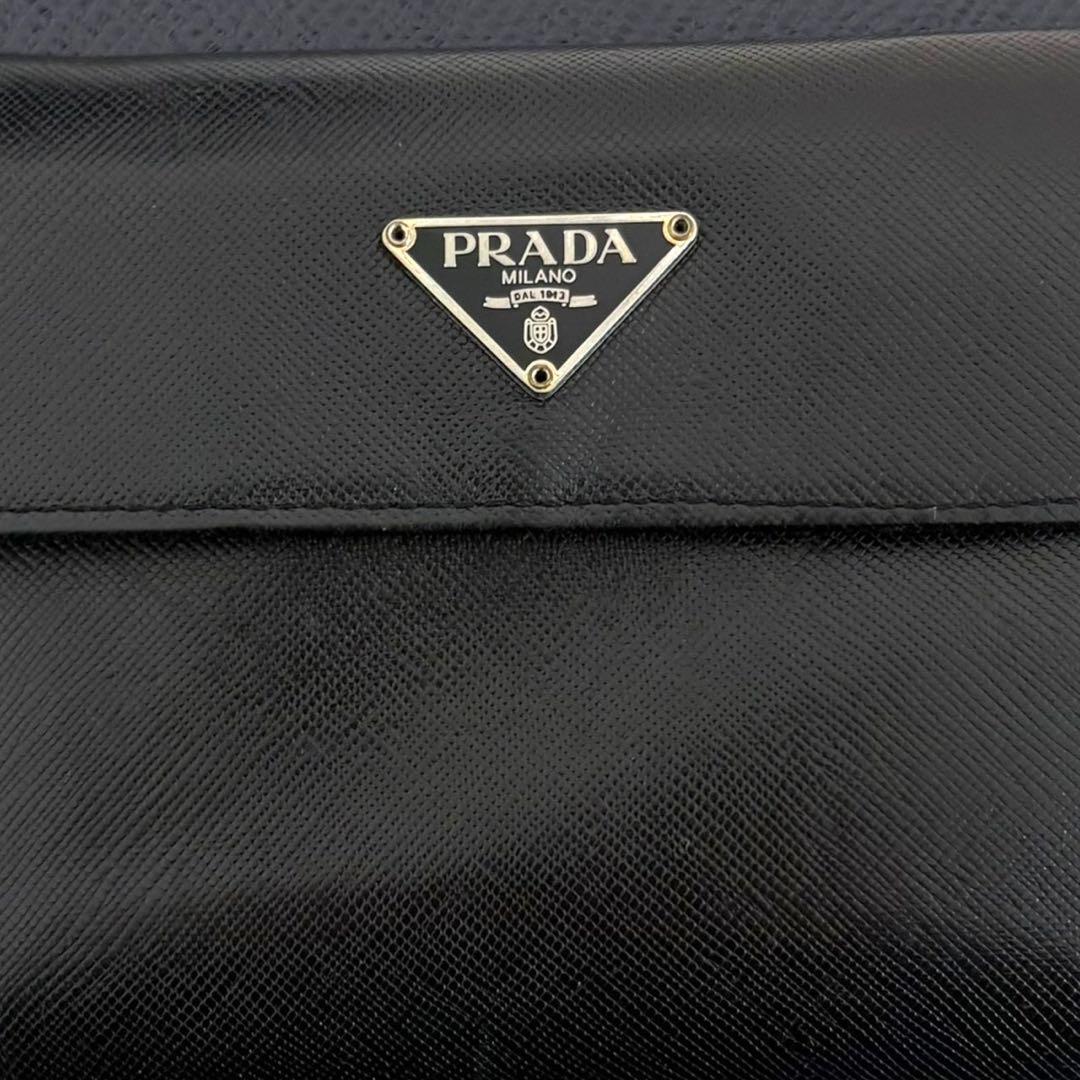 美品✨ PRADA プラダ 三つ折り財布 サフィアーノ ブラック 黒