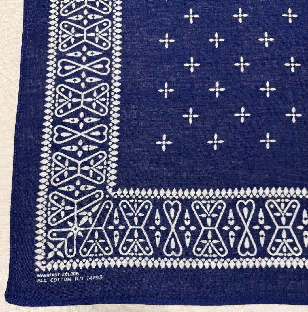 クロス柄 オリジナル ネイビー 紺 RN14193 ビンテージバンダナ 1606
