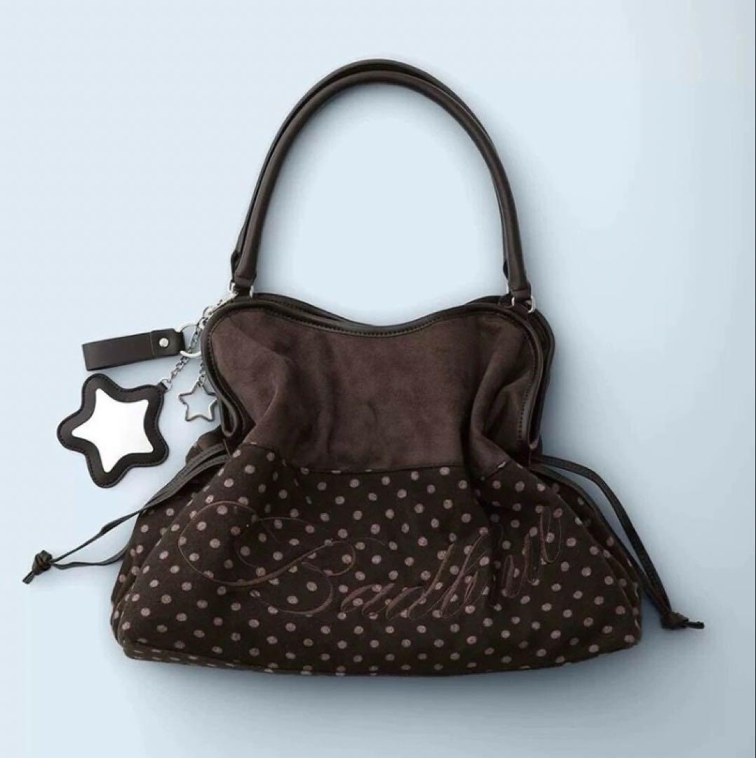 Badblue ブラウン ドット柄 ショルダーバッグ