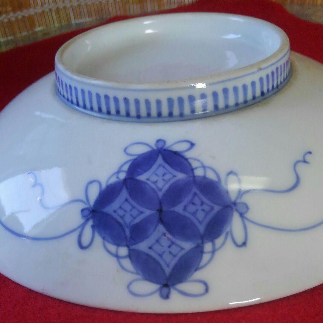 江戸後期鍋島　若松染付5寸皿　無傷