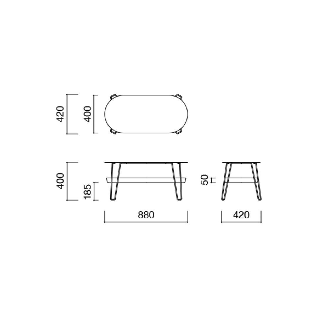 IDEE WALLABY LOW TABLE OVAL 楕円形テーブル ラタン
