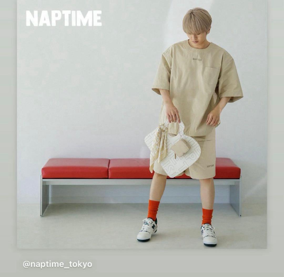 Naptime 刺繍半袖プルオーバーシャツ ベージュ