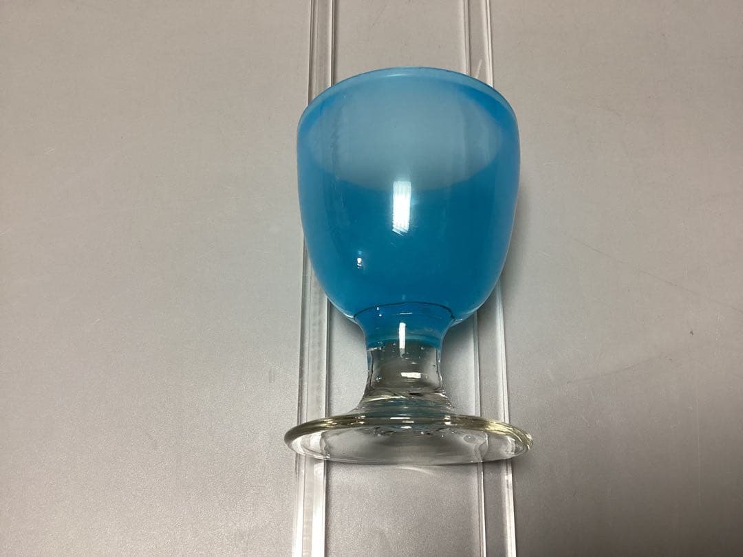 すみれ　青ガラス　なつめ形　ウランガラス　氷コップ　(検) 和ガラス
