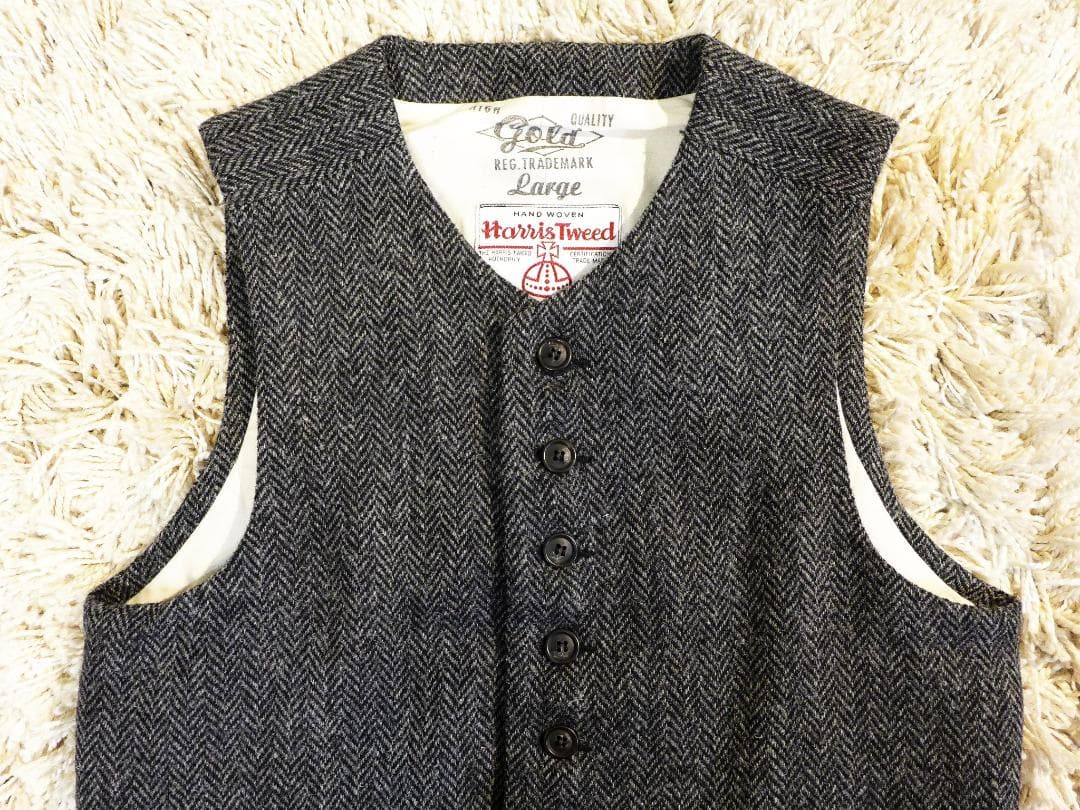 東洋GOLDハリスツィードLベストoldjoeブラックサイン ナイジェルケーボン