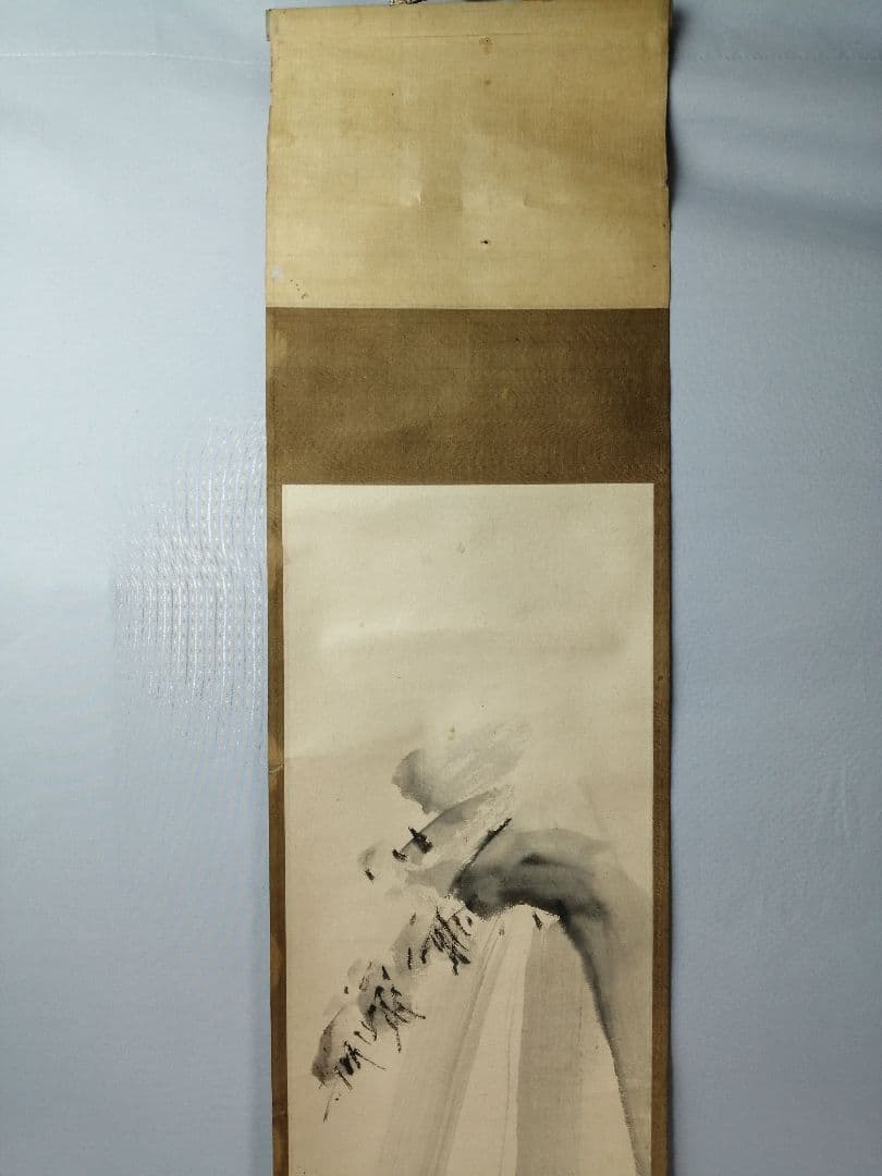 【茶道具】前大徳寺　明堂宗宣和尚筆　「瀧」「鹿」画一双　掛軸　C10