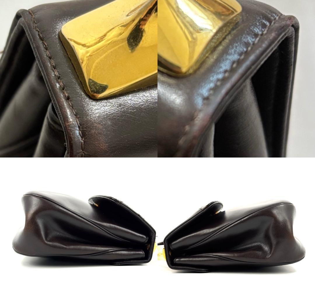 DIor ディオール ダークブラウン レザー ハンドバッグ