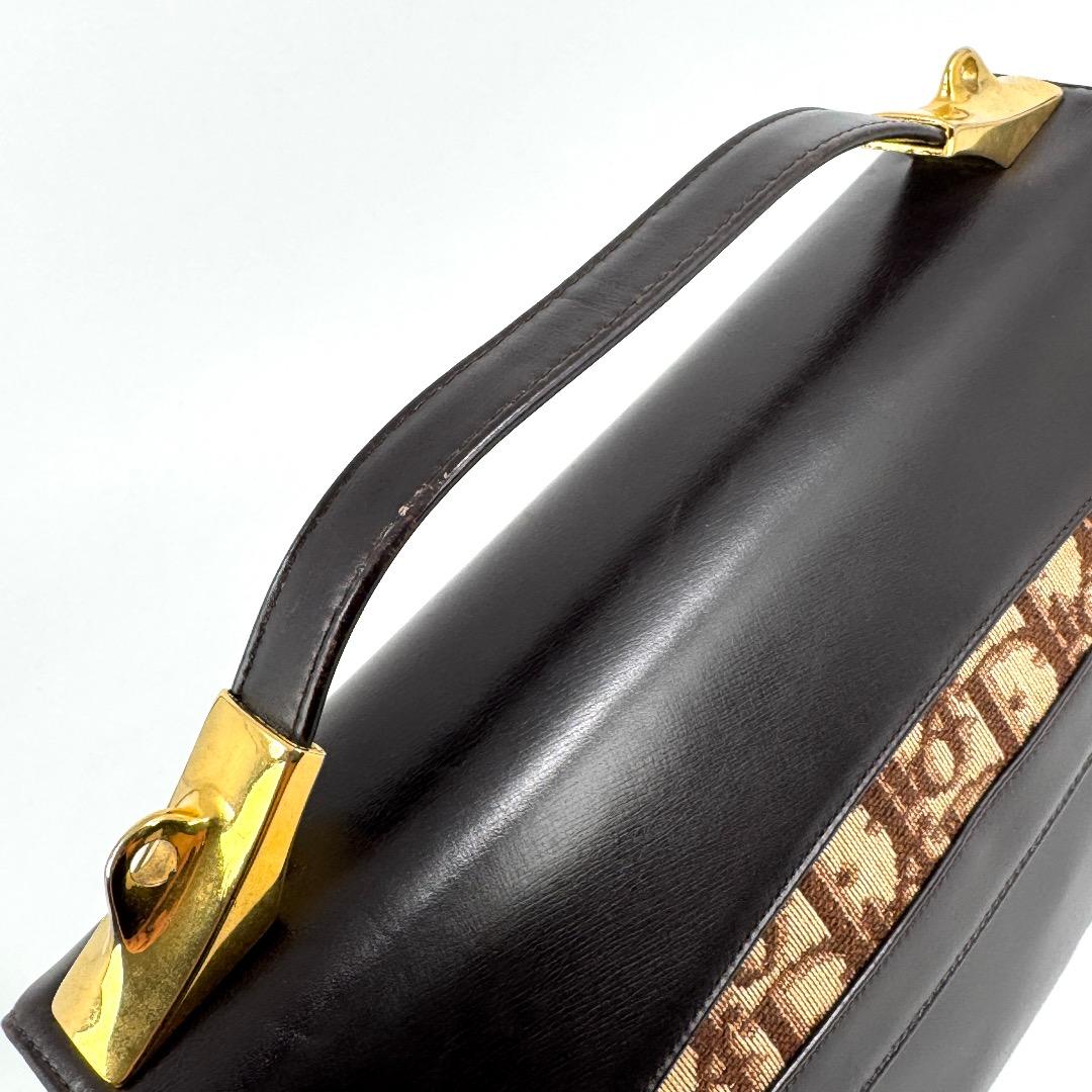 DIor ディオール ダークブラウン レザー ハンドバッグ