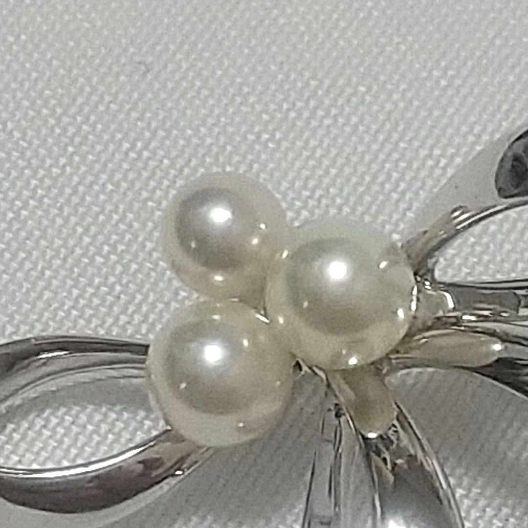 MIKIMOTO ミキモトリボンブローチパール３粒シルバーSV皇室御用達ブランド