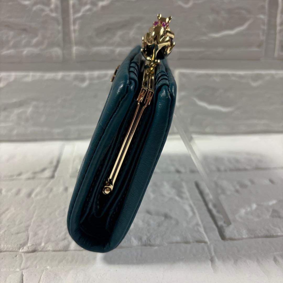 ANNA SUI プレイングキャット がま口二つ折り財布　猫 ターコイズ