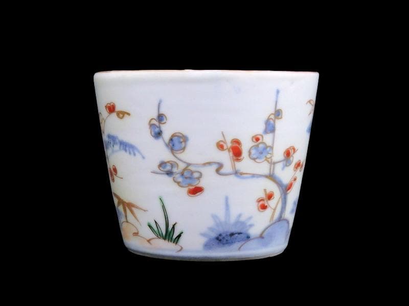 古伊万里　染錦　松竹梅の図　蕎麦猪口　 575AS-CUl