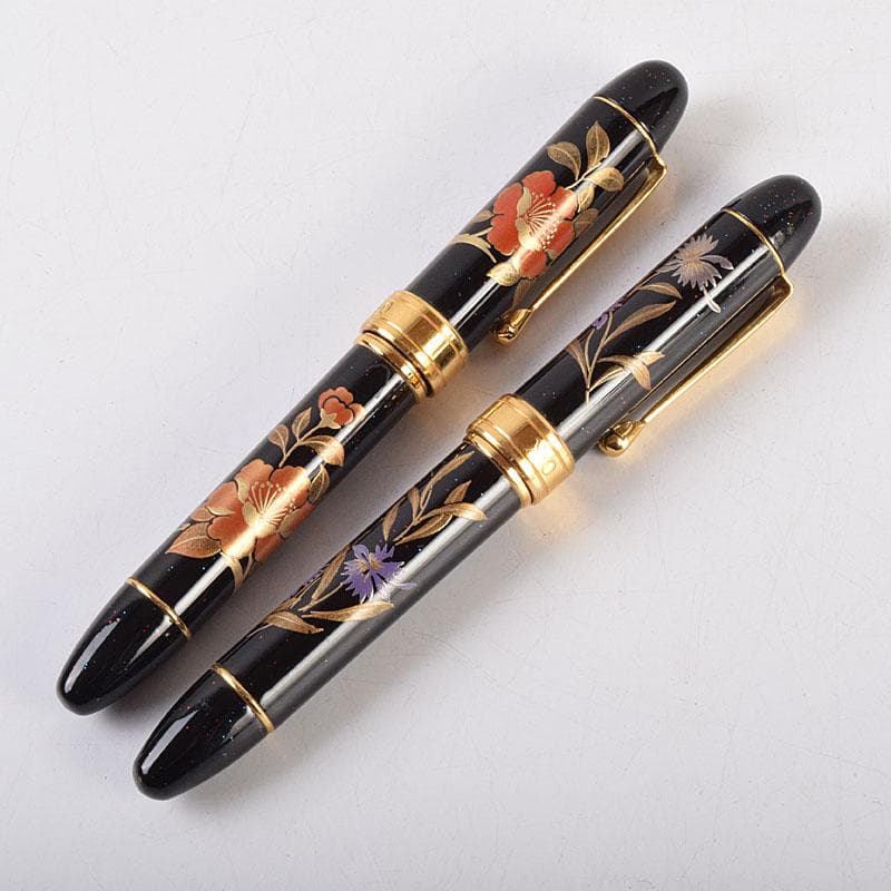 漆塗　花草蒔絵　万年筆　ボールペン　2点まとめて　V　9024