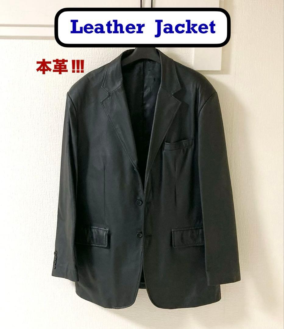 本革レザージャケット 3つボタン ノッチ衿 メンズ シングルジャケット