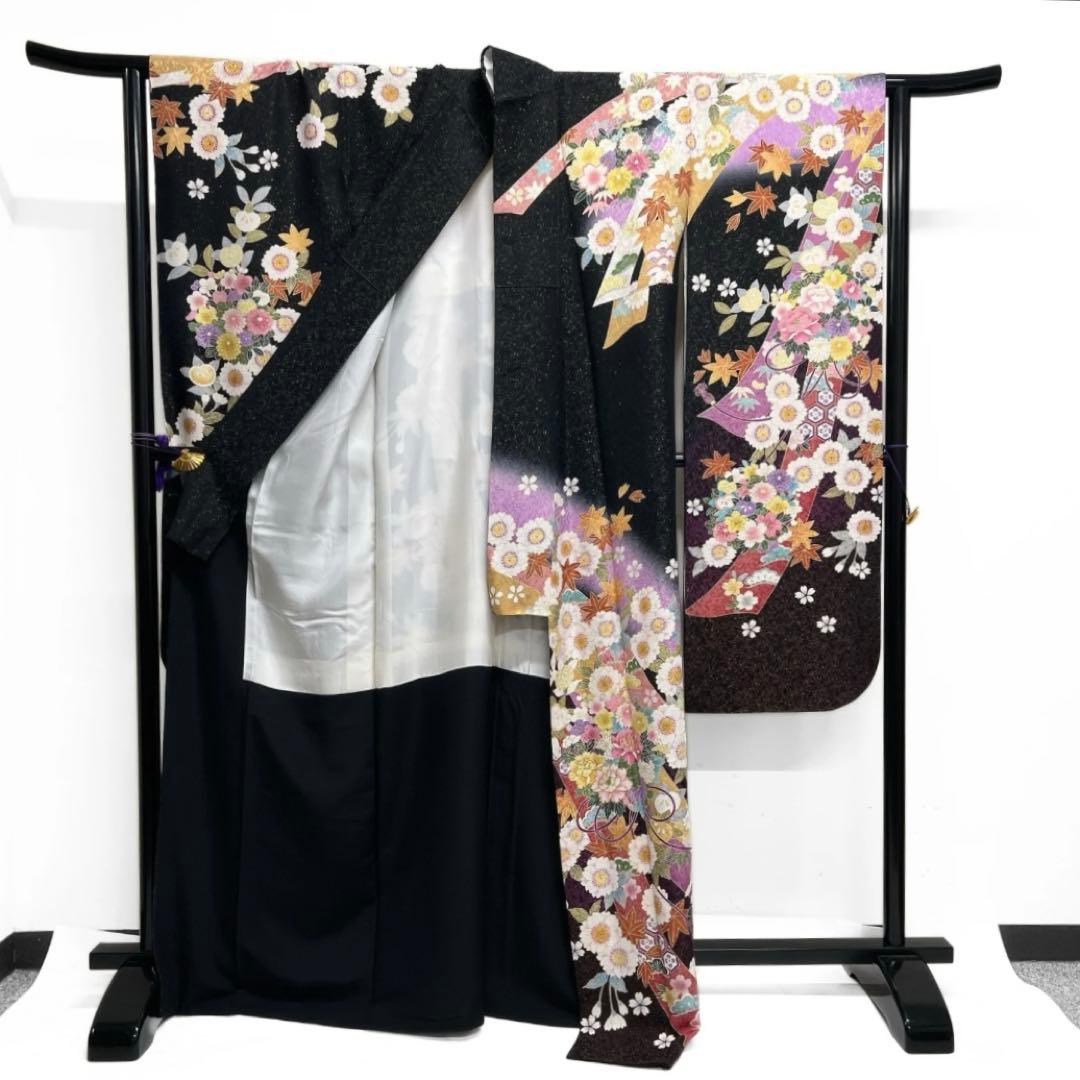 振袖　金駒刺繍　金通し　金彩　熨斗　八重桜　牡丹　成人式　着物　101b d