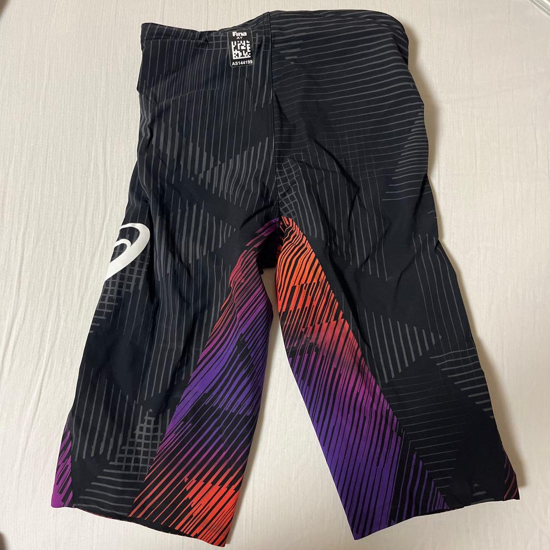 アシックス競泳水着 ブラックベース 試合用 Finaマーク付き