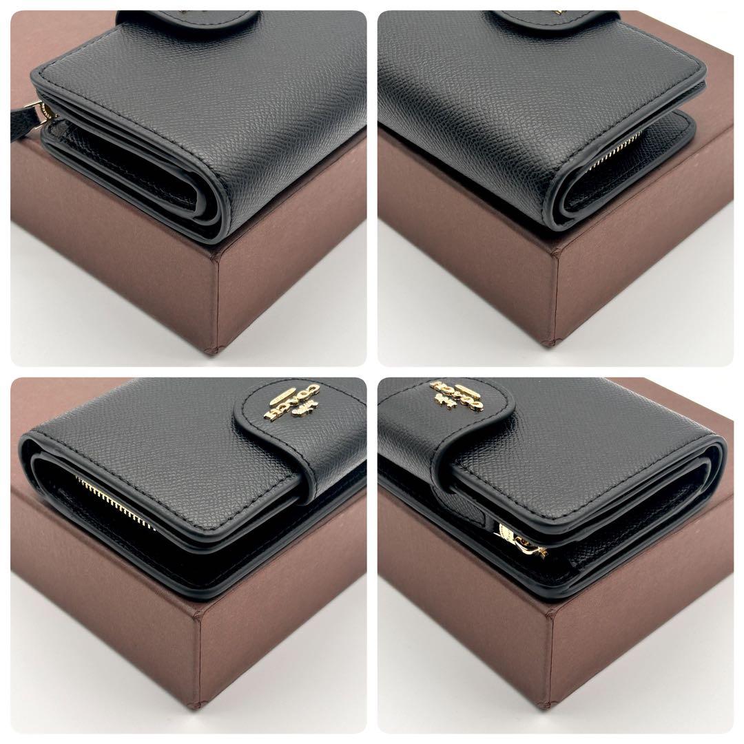 ✨極美品✨ COACH コーチ 二つ折り財布 ブラック レザー